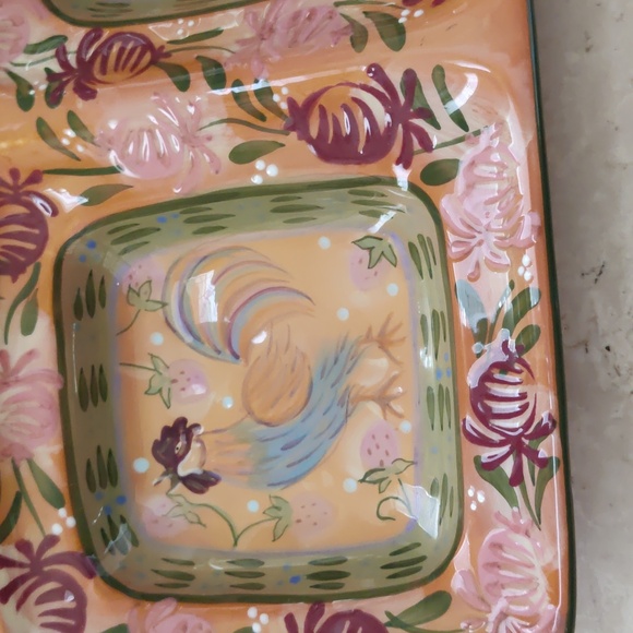 Zrike Danna Cullen Chanticleer 3 Section Serving Tray Rooster NWT - Picture 8 of 16